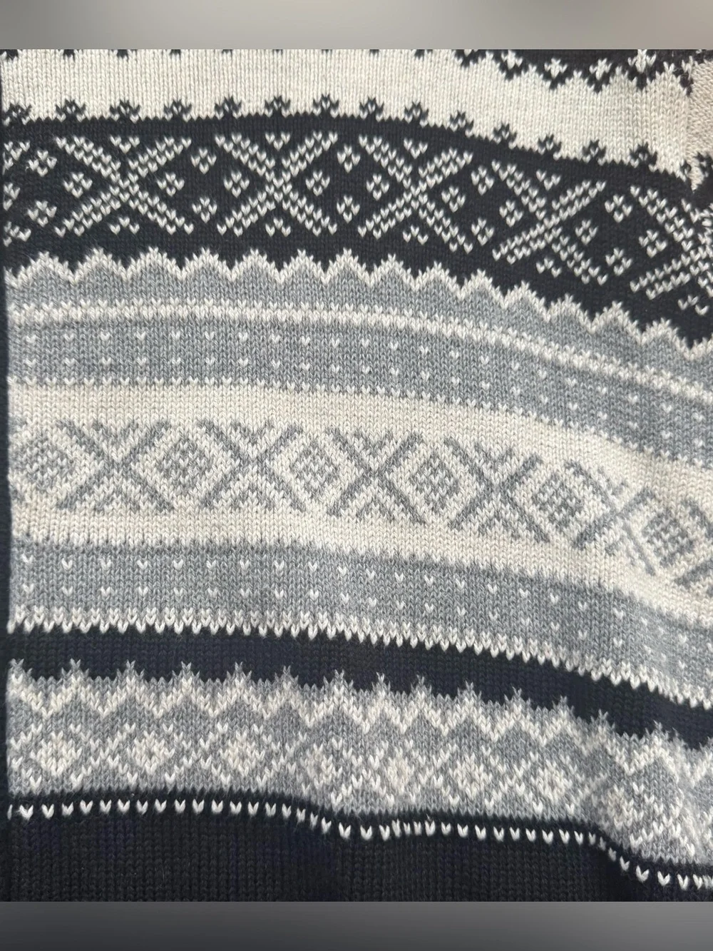 Chaps Mens 2XL Full Zip Christmas Sweater NWT Black Snowflake Mock Neck Cotton - Picture 8 of 14